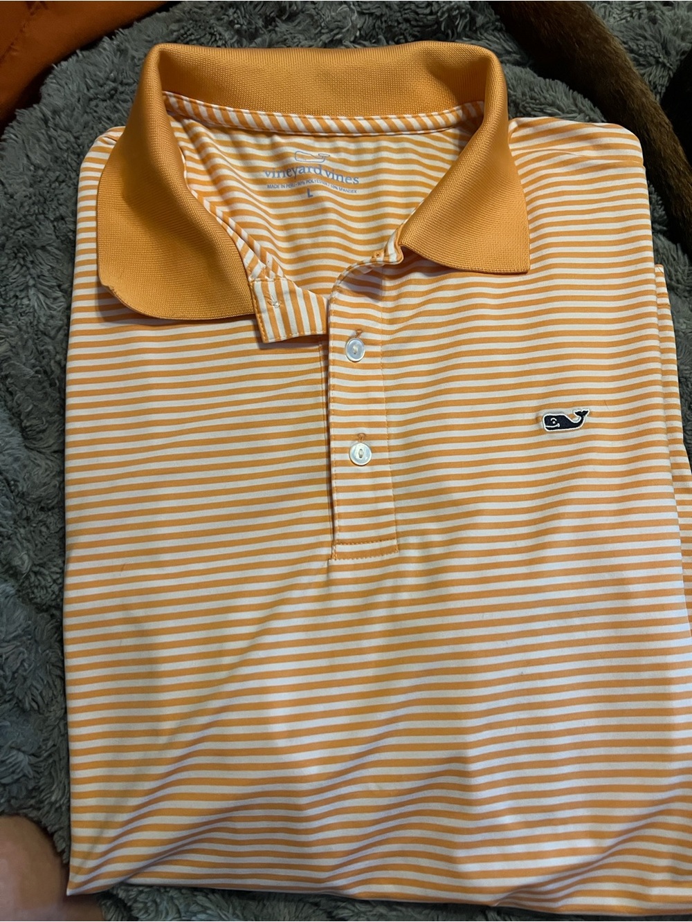 Vineyard Vines Orange and White Striped Polo Performance Golf Shirt